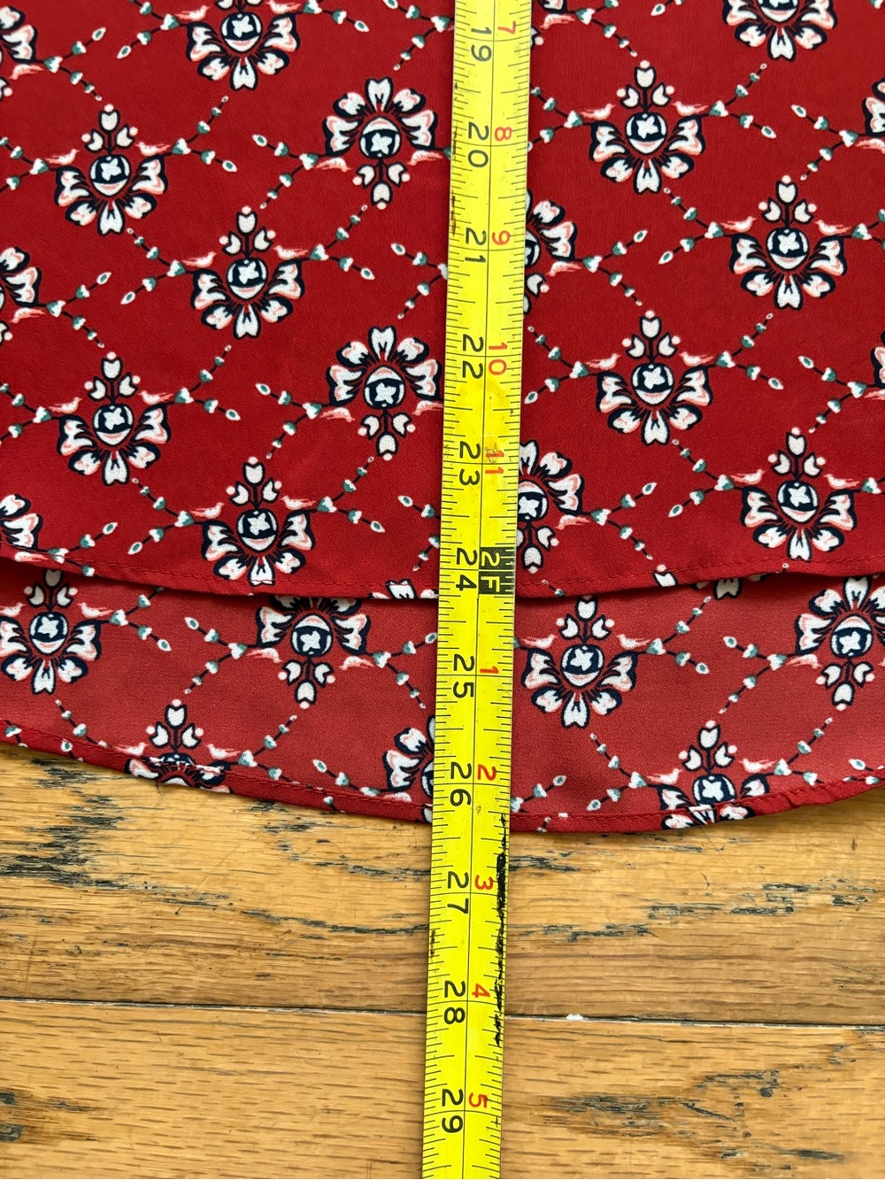 EUC LOFT Outlet Red Short Sleeve Patterned Blouse - Picture 4 of 6